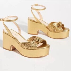 Anthropologie Gold Platform Sandals